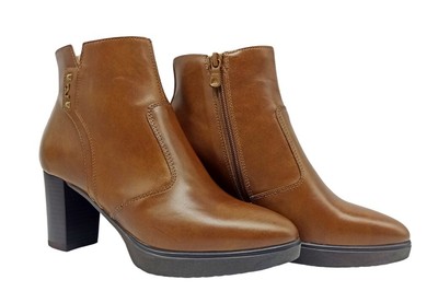 Pre-owned Nerogiardini Ankle Boot Woman Nero Giardini I411200d Boots Plateau Leather Cuoio