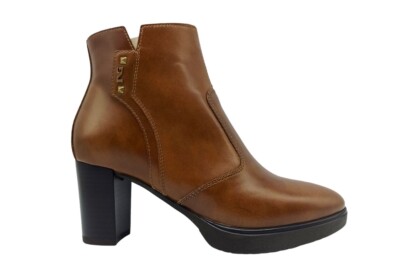 Pre-owned Nerogiardini Ankle Boot Woman Nero Giardini I411200d Boots Plateau Leather Cuoio