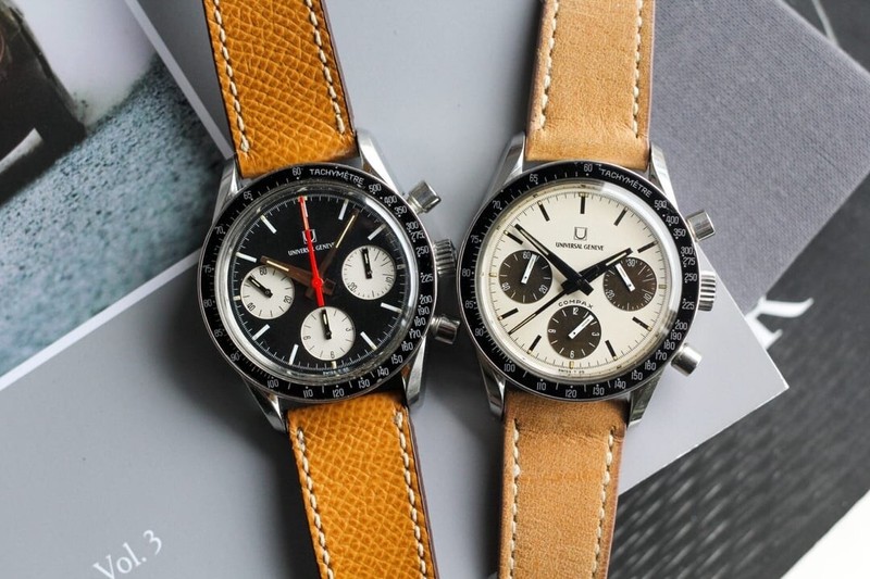 Universal Geneve Tri / Compax Nina / Clapton Plexi Glass Signed 885.103