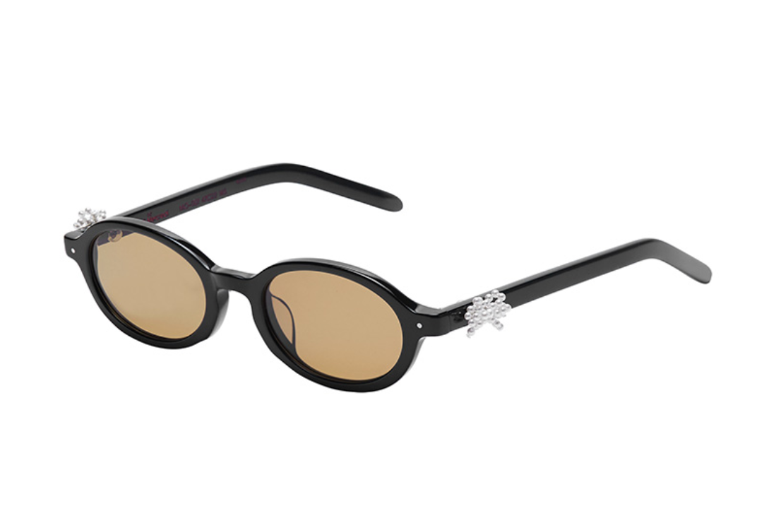 Pre-owned Mardi Mercredi Round Sunglasses M.o-001_black / + Pearl Accessories In Yellow