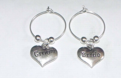 Bride and Groom wine Charms