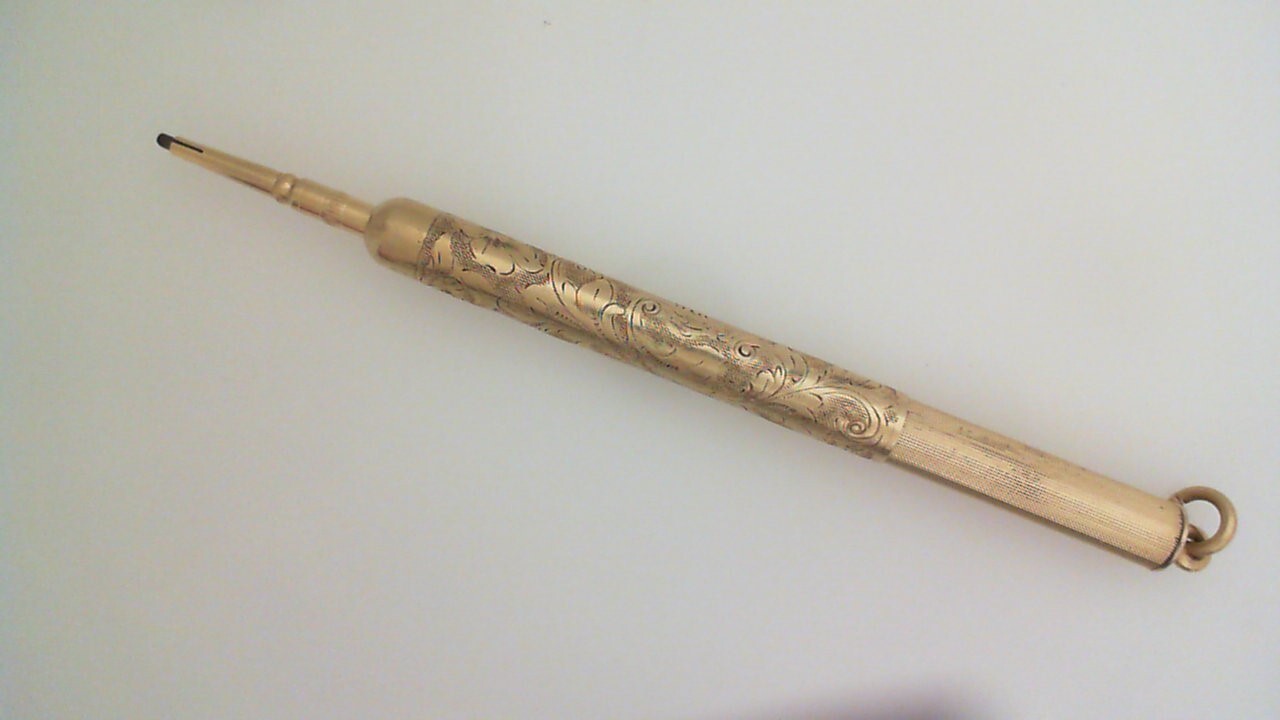アンティークマジックペンシル　ANTIQUE MAGIC PENCIL 英国ヴィンテージ マジックペンシル 格納式 パープルストーン