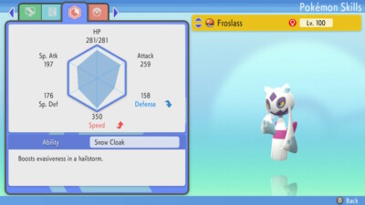 Pokemon Brilliant Diamond Shining Pearl BDSP - Shiny 6IV Max EV Froslass