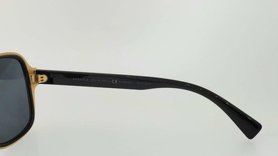 Pre-owned Versace Sunglasses 2199 100281 56mm Black Gold Frame With Grey Polarized Lenses In Gray