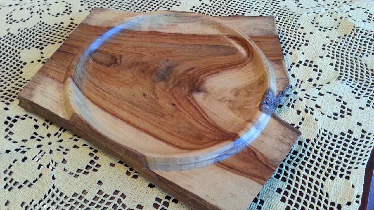 RARE ROSEWOOD HANDMADE ORIGINAL SERVING TRAY 12