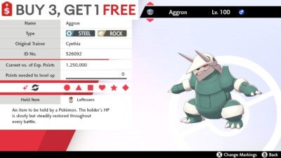   Shiny Aggron   Pokemon Sword and Shield Perfect IV  Fast Delivery 