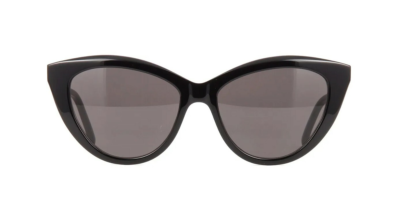 Pre-owned Saint Laurent Sl 596 Dune Shiny Black/grey Smoke (001) Sunglasses In Gray