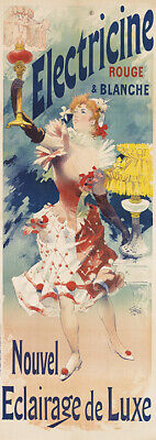 Electricine rouge et blanche, Nouvel eclairage de luxe Vintage Poster