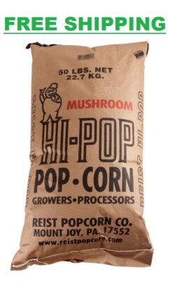 50 lb. Bag HI-POP Yellow Medium Mushroom Popcorn Kernels Bulk Supply Non-GMO