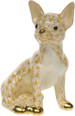 NEW HEREND CHIHUAHUA BUTTERSCOTCH FISHNET FIGURINE #VHJ-15912 BRAND NIB CUTE F/S