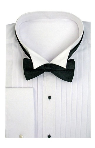 Men's Tuxedo Dress Shirt Wing Collar with Bow-Tie Set French Cuff