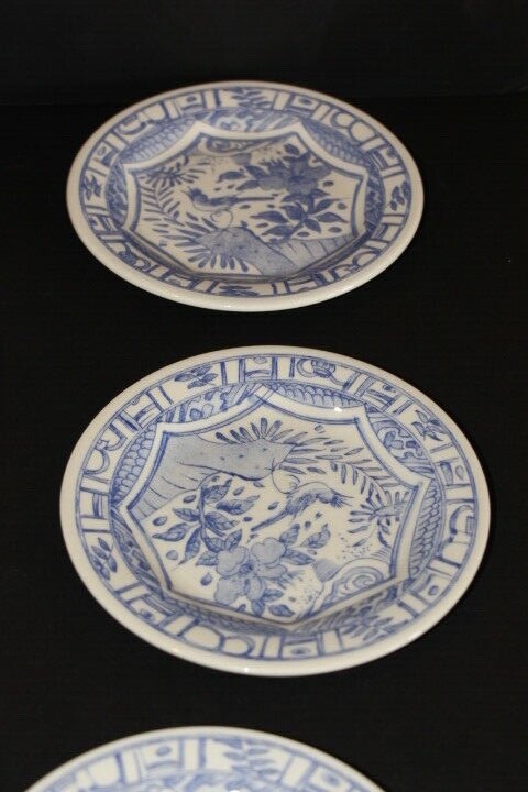 Seven (7) Gien China France Oiseau Bleu Bread Plates 6.75