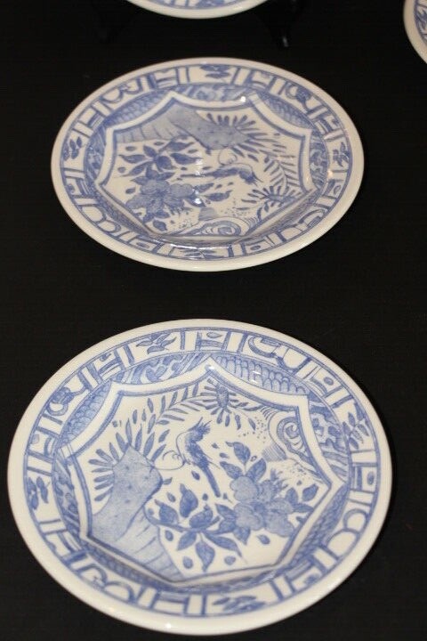 Seven (7) Gien China France Oiseau Bleu Bread Plates 6.75