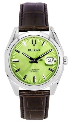 Pre-owned Bulova Surveyor Automatic Stainless Steel Light Green Dial 96b427 30m Mens Watch