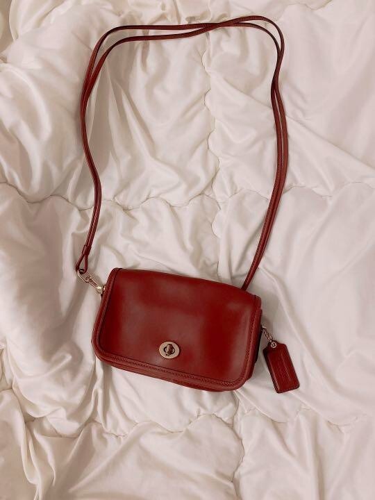 バッグ Vintage Coach Turnlock Accessory Pouch Coach Vintage Compact Pouch Bag Black Leather Shoulder Bag