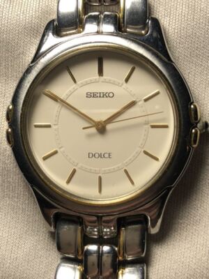 Seiko Dolce 5E31-600A Analog Quartz Men Silver Gold