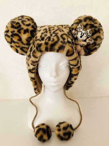 Minnie Mouse Fan Cap Leopard Pattern Plush Toy Tokyo Disney