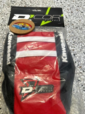 KAWASAKI SEAT COVER D'COR VISUALS  RED BLACK WHITE KX250 KX450