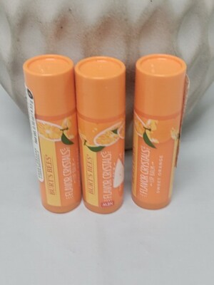 (3 Tubes) Burt's Bees Flavor Crystals 100% Natural Lip Balm, Sweet Orange 
