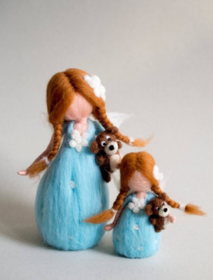 Waldorf Fairy Girl Bear Wool Felting Finished Needle Toy Doll Felted Figurine