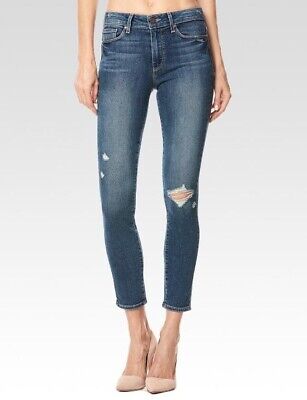 PAIGE HOXTON ANKLE HIGH RISE SKINNY JEANS IN RAMONA DESTRUCTED SIZE 29 $229