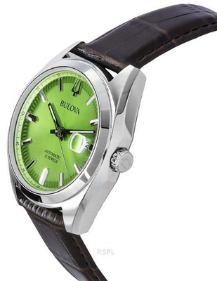Pre-owned Bulova Surveyor Automatic Stainless Steel Light Green Dial 96b427 30m Mens Watch