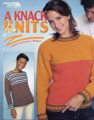 Leisure Arts A Knack For Knits 5 Sweater Patterns Book Sizes XS-2X 