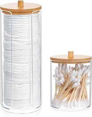 2 Pcs Cotton Pad Holder, Cotton Wool Bud/Swab/Ball Holder, Bathroom Qtip Dispens