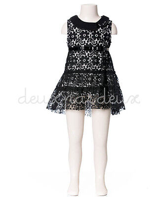 Deux Par Deux Little Girls Black Lace Tunic Dress Top Sizes 4, 5 NWT