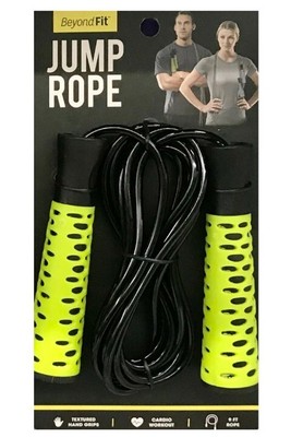 Beyond Fit Jump Rope Textured Hand Grips 9 Ft - Rope Green  Black