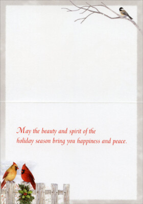 Birds on White Fence - LPG Box of 18 Christmas Cards