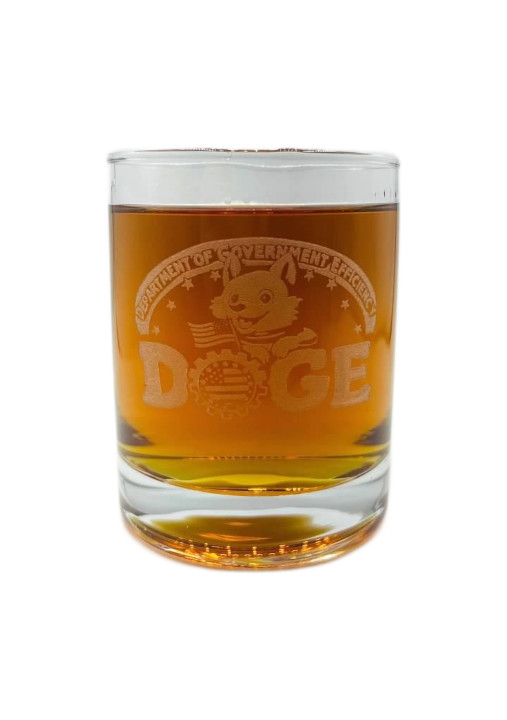 DOGE Department of Government Efficiency LOGO Bourbon Glass Elon Musk