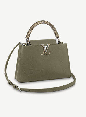 Louis Vuitton Capucines MM Khaki Leather Python Trim Handbag N93799