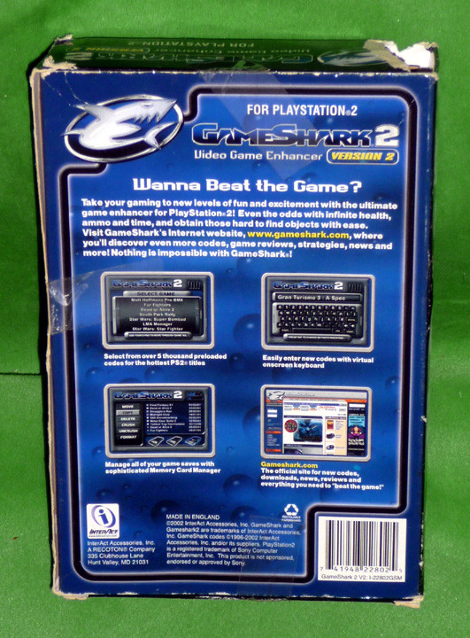 2002 Playstation 2, GameShark 2,Game Shark Enhancer, Version 2, w/Bonus CD, CIB