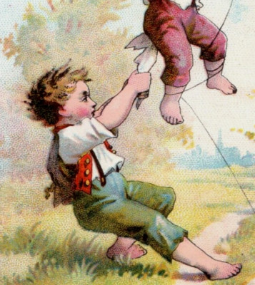 1880s Clark's ONT Spool Cotton Boys Flying Kite Giant Spool F108