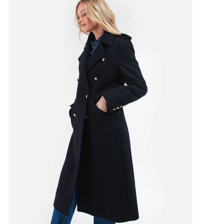 Pre-owned Barbour Inverraray Wool Blend Military Trench Coat In Navy Msrp$680 British Lux In Blue