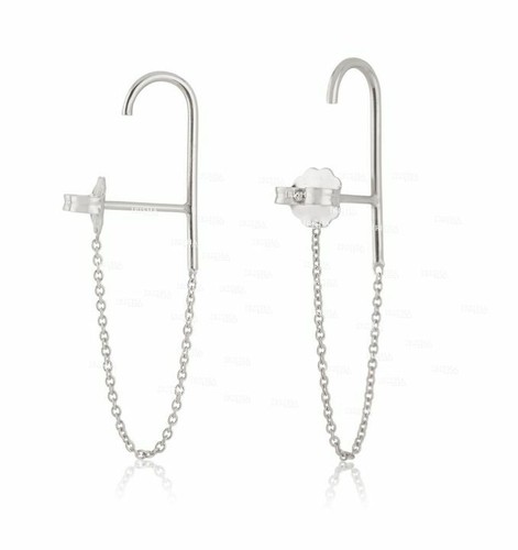 Pre-owned Irisha Designs 14k Solid Gold Suspender Chain Anniversary Gift Earrings Fine Jewelry