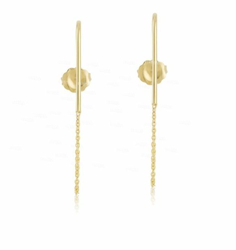 Pre-owned Irisha Designs 14k Solid Gold Suspender Chain Anniversary Gift Earrings Fine Jewelry