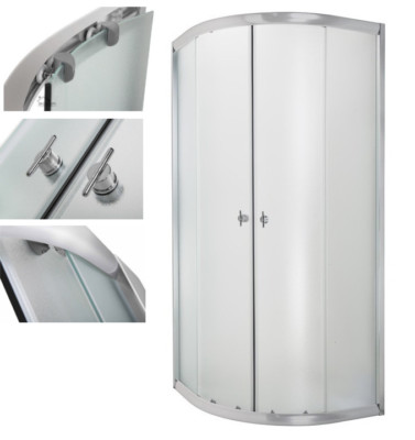 Duschkabine Dusche Viertelkreis Echtglas strukturiert 90 x 90 x 180 cm Invena
