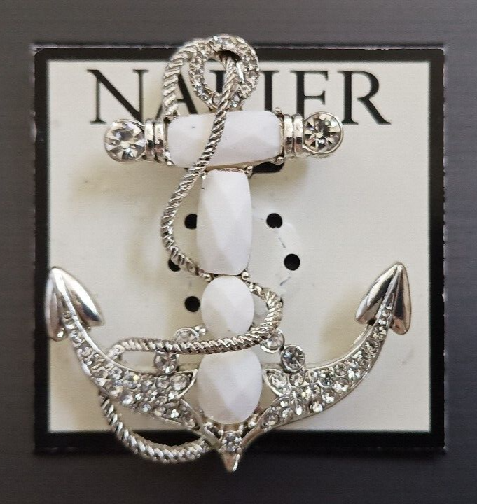 New Napier Silver Tone Ship Boat Anchor Pin
