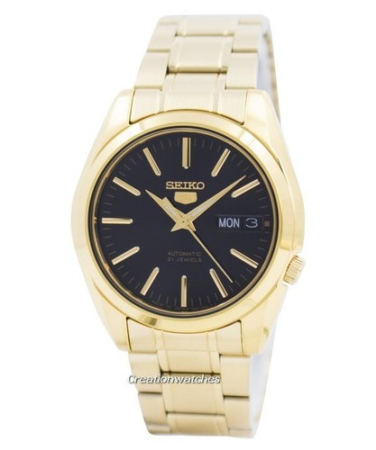 Pre-owned Seiko 5 Automatic Man Watch Snkl50k1 Snkl50 Gold Luminous Hands & Markers