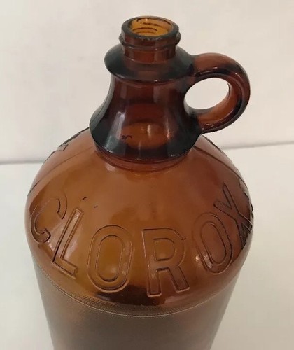 Brown Glass VTG Clorox Bottle 64 Oz Rustic Decor Kitchen Laundry