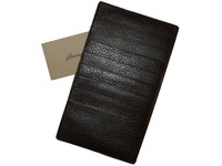 Y-0416135 New Brioni Black Leather Men Bi-fold Credit Card Wallet