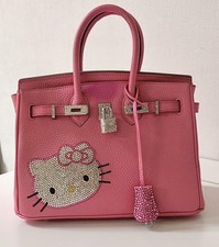 Sanrio Hello Kitty decoration bag Pink luxury Kawaii Cowhide Swarovski
