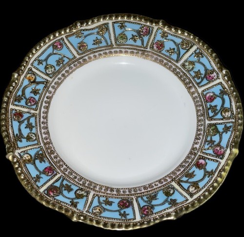 【レア】 Noritake 装飾品タイル Antique RC Noritake Nippon Royal Turquoise Pink Gold Plate 6