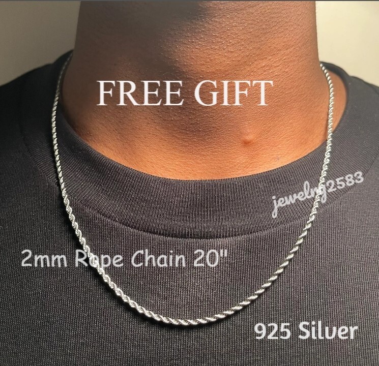 Pre-owned Nsg Men's Iced Real Moissanite Name With Enamel Charm Pendant 925 Silver In White