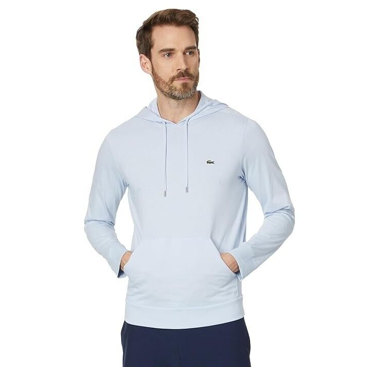 Lacoste Regular Fit Tee Shirt With Hood and Drawstring Men's 3XL Blue Pullover - Picture 1 of 15