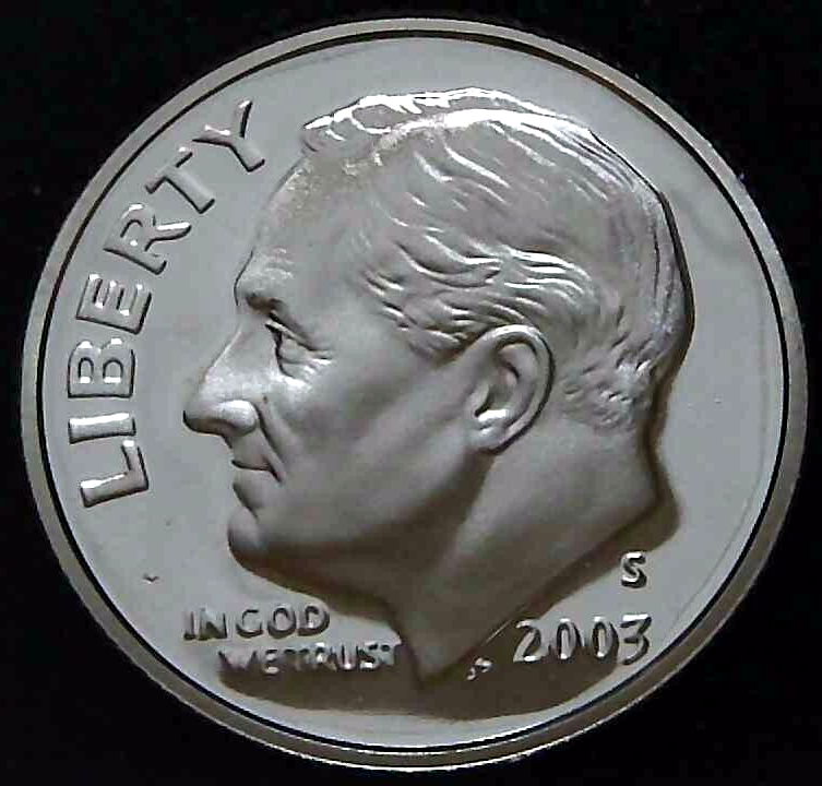 2003-S 10C Roosevelt Dime GDC Proof 90% Silver 22oow1213-4
