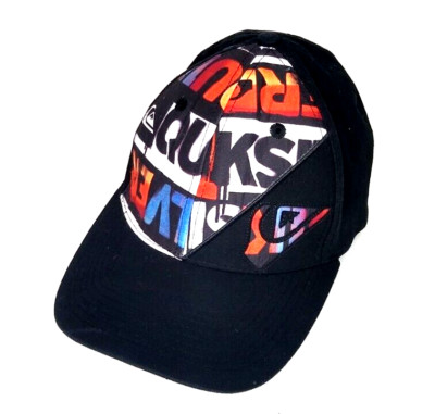 Authentic Branded Quicksilver Fitted Baseball Cap Hat, Art Deco, One Size, Black