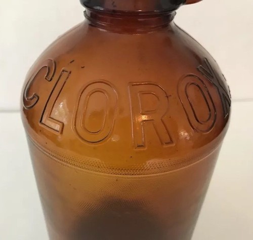 Brown Glass VTG Clorox Bottle 64 Oz Rustic Decor Kitchen Laundry